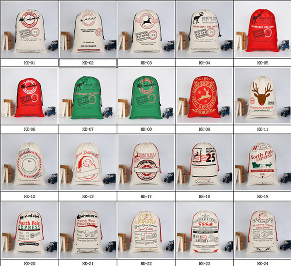 2018 Christmas Gift Bags Large Organic Heavy Canvas Bag Santa Sack Drawstring Bag With Reindeers Santa Claus Sack Bags for kids