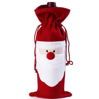 Christmas Santa Claus red wine bottle cover bags Christmas dinner table decoration at home come party decors