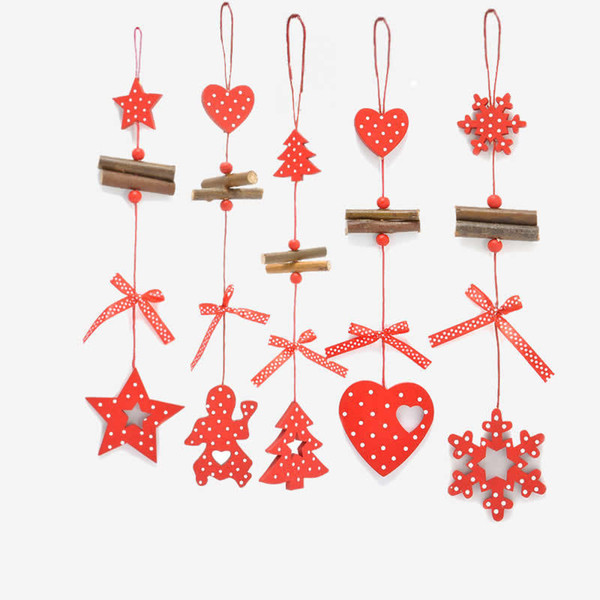 20pcs 2018 Wooden Christmas Decorations Long Love Snow Christmas Tree Star Patten Festive Party Supplies