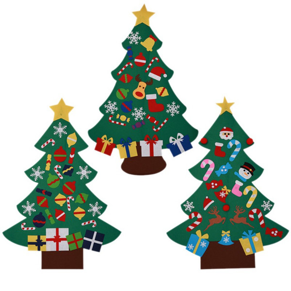 Power Felt Christmas Tree with Lovely Ornaments Door Wall Hanging Decoration New Year Christmas Children Gifts