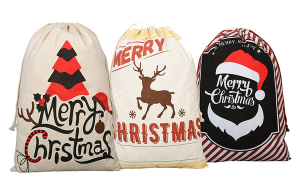 Christmas Gift Bag Santa Sack Canvas Bag 50 x 70 Christmas Gift Sacks Canvas Xmas Santa Presents Bag with Deer Pattern for Stocking