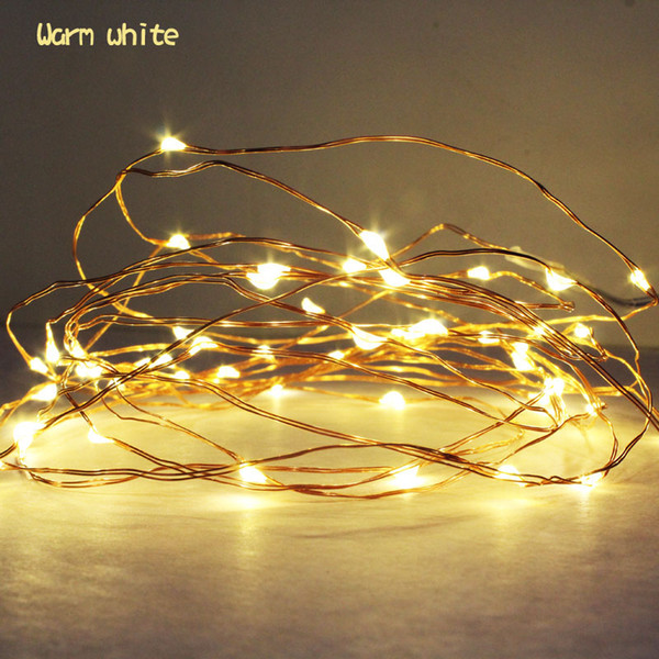 5M 50 Bulb Copper Wire Warm White LED String Light 3AA Battery Powered Battery Box Christmas Holiday Wedding Lights Decoration