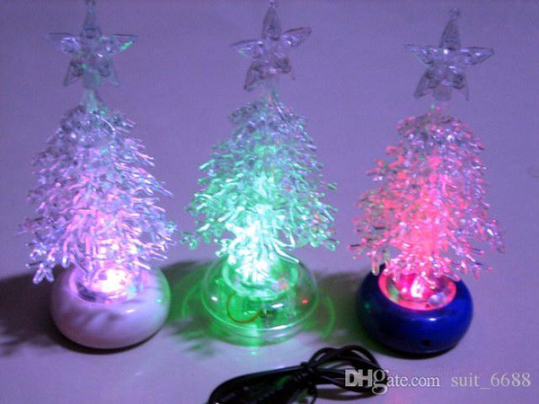 USB interface acrylic Christmas tree Colorful LED Christmas light emitting small Christmas tree USB Christmas decoration