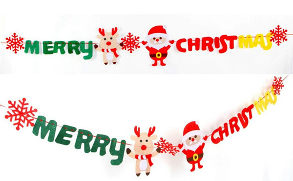 Christmas Pull Flags Merry Christmas Letters Flag Santa Decorative Wall Banner Christmas Tree Hanging Ornaments Party Supplies YFA158