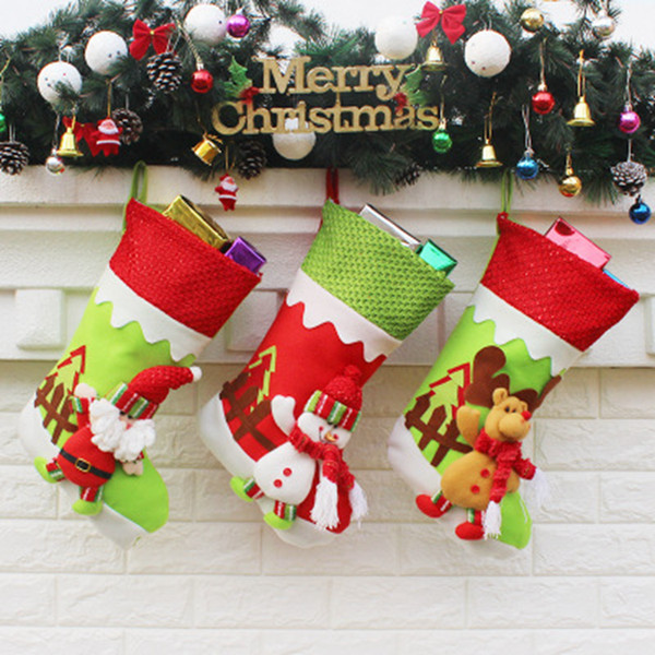 Christmas Decorative Stocking Gift Socks Santa Claus Snowman Elk Printing Socks Christmas Party Supplies Christmas Decorative Gift YFA10