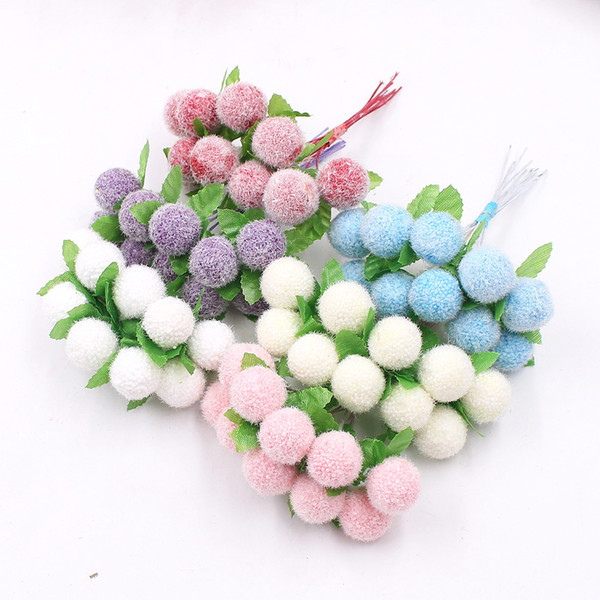 10Pcs/lot Velvet Foam Bayberry Artificial Flowers for Wedding Party Decoration DIY Handmade Craft Gift Wreath Berry Fake Flowers