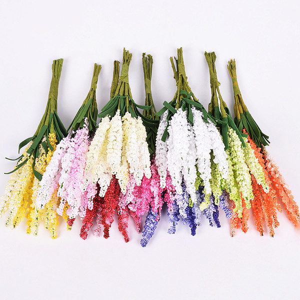 10Pcs/lot Mini PE Lavender Artificial Flowers for Wedding Home Decoration DIY Craft Gift Bride Wreath Scrapbooking Fake Flower