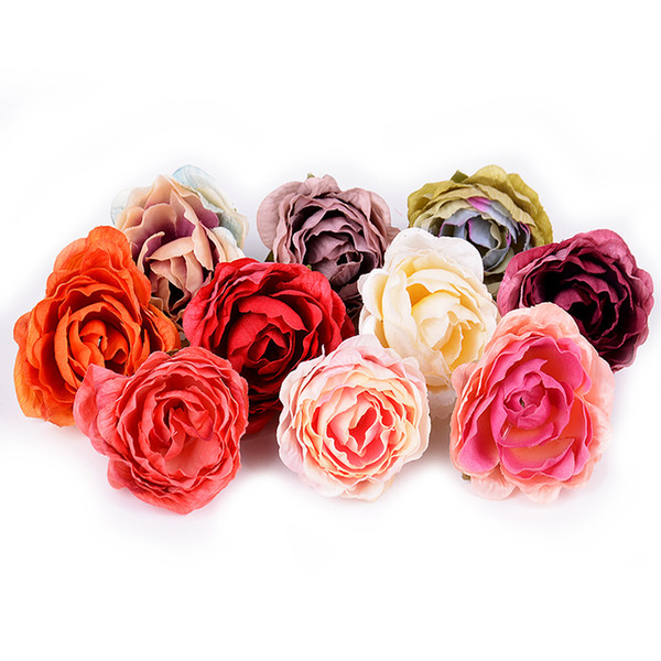 5Pcs/lot 5cm Silk Rose Artificial Flowers DIY Handmade Wreath Gift Scrapbook for Wedding Home Decoration Accessories Flower Head