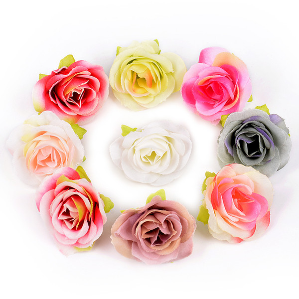 10Pcs/lot 4cm Artificial Flowers Silk Rose for Wedding Home Decoration DIY Handcraft Fake Flower Bridal Wreath Gift Scrapbooking