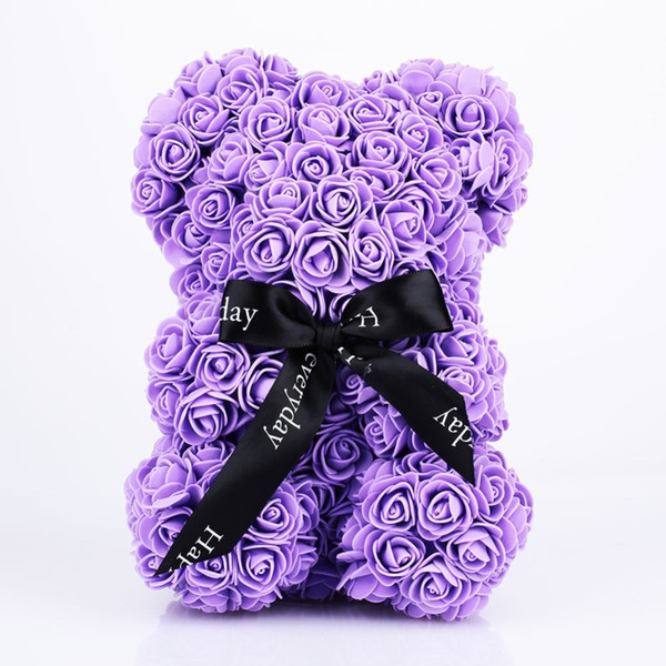 Rose Bear Dolls Pe Artificial Rose Handmade Romantic Lover Flower Love Toy Mothers' Day Wedding Gift Diy 27cm Box Ramadan Decor C19041803