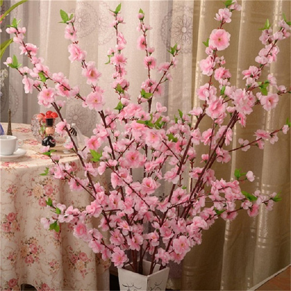 65CM Artificial Cherry Spring Plum Peach Blossom Branch Silk Flower Tree Decor C18112601