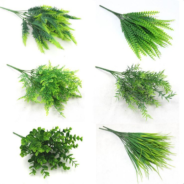 7 Fork Water Grass Eucalyptus Plastic Artificial Plants Green Grass Plastic Flower Plant Wedding Home Decoration Table Decors C19022801