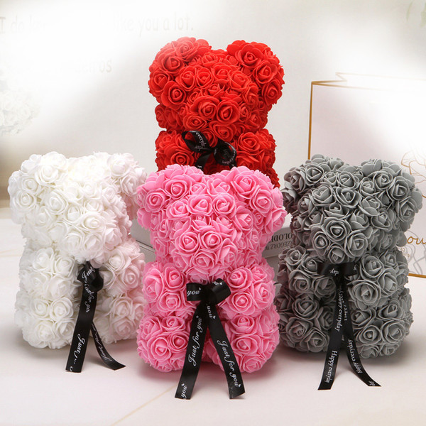 25cm Cartoon Flowers Pe Rose Flower Artificial Christmas Gifts For Women Valentine's Day Bear Holiday Gift C19041701