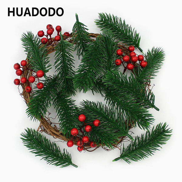 Huadodo 10pieces Pine Needles Fake Plants Branches Artificial Flowers Christmas Tree Decorations Diy Accessories C19041701