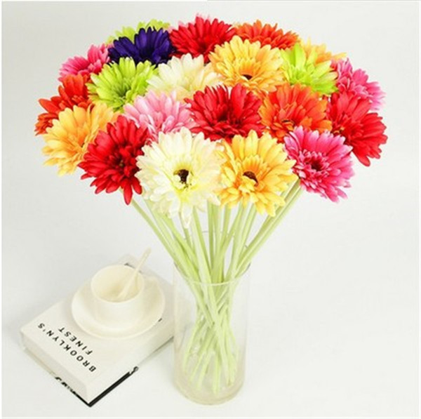 10pcs/lot Simulation Gerbera Daisies Table living Room Set flowers Home Party Decorations Artifical PU Silk Wedding Festival Flowers Wreaths