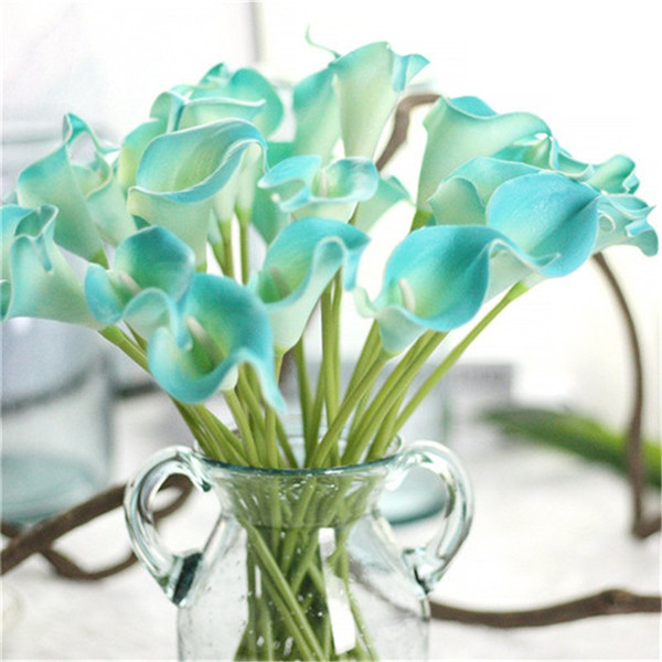 Wholesale 20PCS Decorative Slik Artificial PU Flowers Calla lily for Wedding Bouquet Home Hotel Party Supplies Festival Wreaths Decor