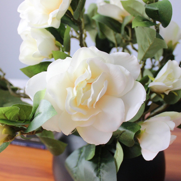 High Quality Artificial Flower White Gardenia Fake Silk Single Real Touch Flowers for Wedding Hotel Home Party Decorative Bride Flowers H179