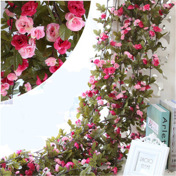 240CM Wedding Decorations Artificial Fake Silk Rose Flower Vine Hanging Garland Party Home Decor Decorative Flowers Wreaths Wholesale H119