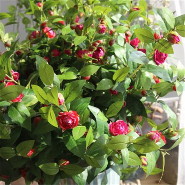 Artificial Flower Long Branch Tea Flower with Green Leaves for Home Wedding Decorations Fake Plant Living Room Party Supplies Wholesale H142