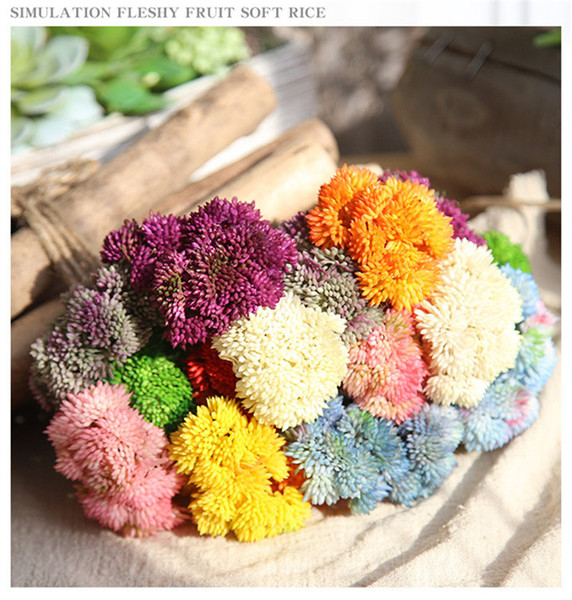 Artifical PU Soft Rubber Rice Fruit Hydrangea Fake Flowers for Wedding Home Decor Festival Party Supplies Desk Wreaths Wholesale