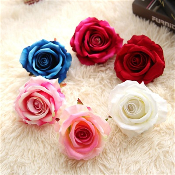 Artificial Rose Flowers Head 10pcs/lot Wholesale Wedding Flowers Home Decorative Silk Flowers Birthday Gifts Bouquets Wreaths Supplies