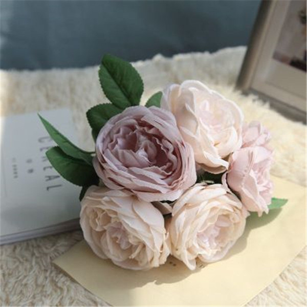 5PCS Artificial Flower Roses Bouquet Silk Wreaths Home Wedding Decorations Mini Desk Office Party Fake Flowers Birthday Gifts Mix Color