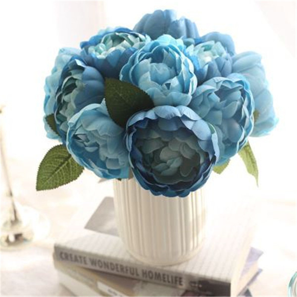 Wholesale Artificial Fake Silk Flowers Home Party Wedding Decorations Round Rose Peony Flowers Party Festival Bride Hand Flowers Wreaths