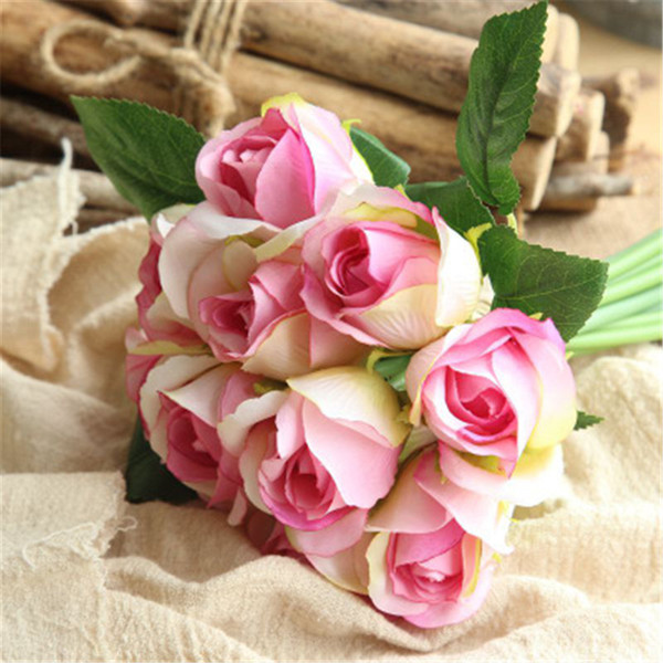 Free Shipping 11pcs/Lot Fresh Rose Artificial Flowers Real Touch Rose Flowers Home decorations for Wedding Party Birthday Wreaths Supplies