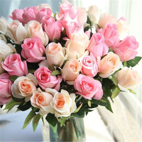 10pcs Artificial Flower Home Decoration Real Touch Single Silk Red Rose Wedding Living Room Decoration Fake flower Simulation Bouquet H72