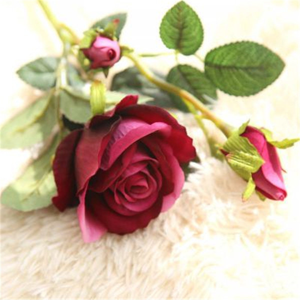 10pcs Valentine's Day Fresh Rose Artificial Flowers Real Touch flannel Fake Flowers Home decorations for Wedding Party Birthday Gifts H75