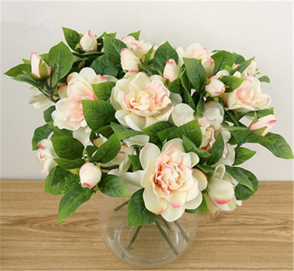 Wholesale 10PCS Decorative Artificial Slik Flowers Gardenia flowers for Weeding Home Decorative Festival Party Wreaths Supplies