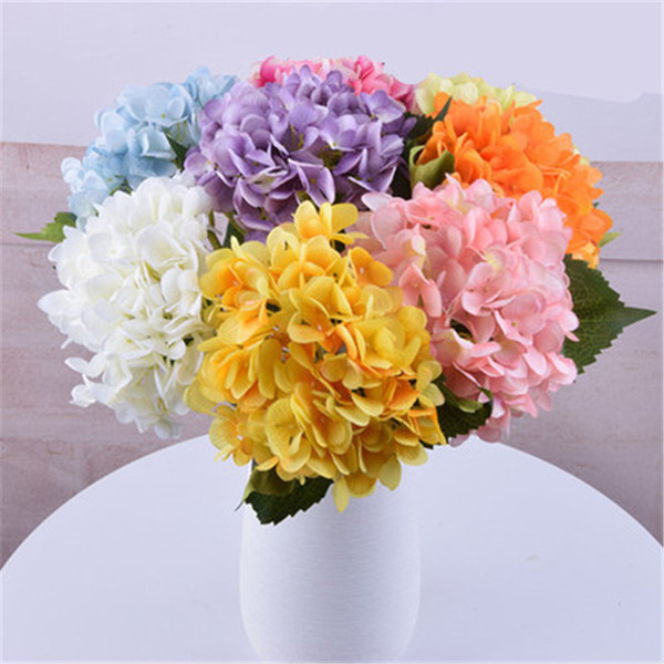 47cm Artificial Hydrangea Flowers Home Decorative Fake Silk PU Real Touch Hydrangeas for Wedding Festival Home Party Decorative Flowers