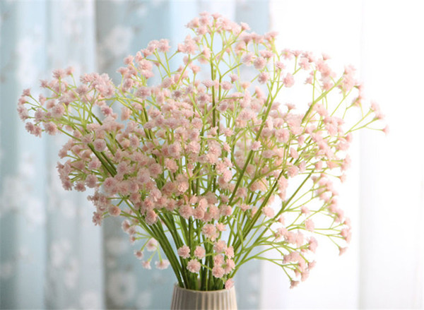 10pcs/lot White Gypsophila Flowers Home Wedding Decorations 60cm Length Pink PU starry sky Flowers Supply Decorative Wreaths Wholesale