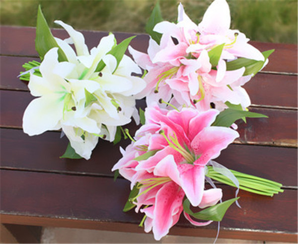 Hot Sell PU European perfume lily bride holding flowers White Decorative Wreaths Wedding Home Hotel Decorations Mini Festival Party Flowers