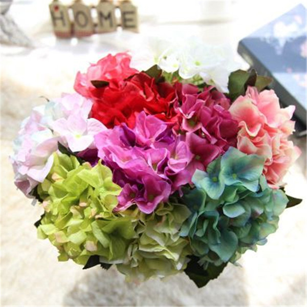 2019 New 10PCS Artificial Silk Ball Flowers Bouquet Hydrangea for Wedding Decoration Fake Flowers Home Decor Hydrangeas Cheap Flower H79