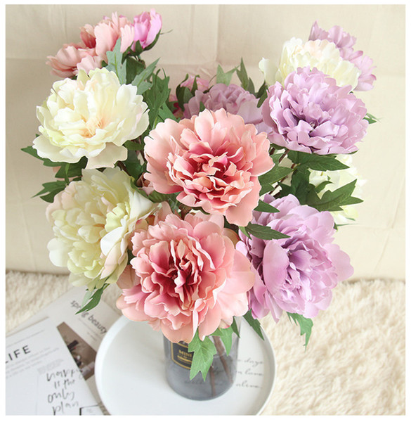 5pcs/Lot Single Branch Peony Chinese Artificial Silk Flower Home Decoration Wedding Bouquet for Hotel Living Room Display Flower H144