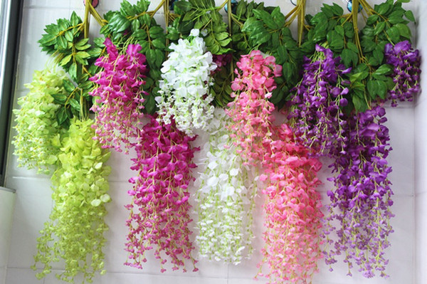 Artificial Silk Wisteria Flowers For DIY Wedding 110cm 75cm Length Vine flower Rattan For Wedding Centerpieces Decorations Can Be Extension