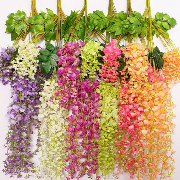 75cm 110cm Artificial Wisteria Flower New Long Type Silk Flower Vine Fake Plant Wedding Window DIY Decoration for Home Hotel Shop Decor