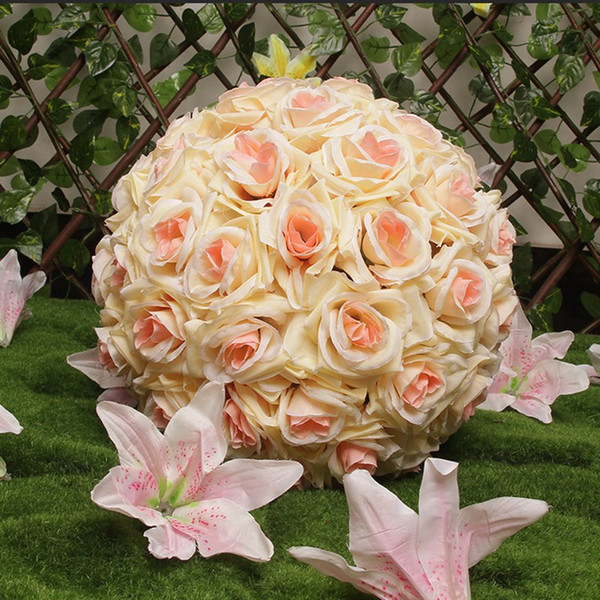 10-60cm Artificial Rose Ball Artificial Flowers Pomander Roses Kissing Balls Fake Silk Flowers For Party Decoration Wedding Home Bar