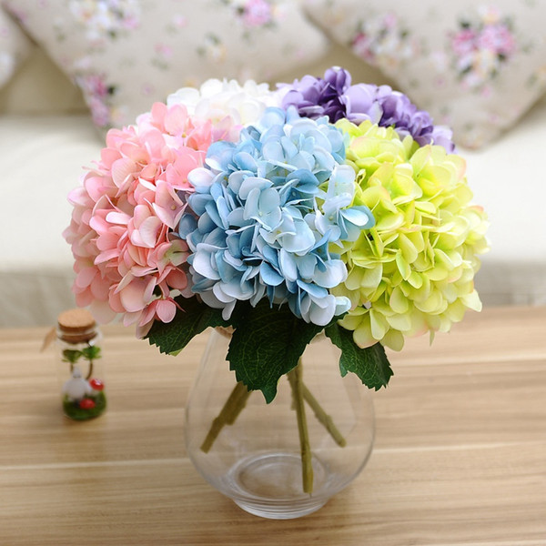 47cm Artificial Hydrangea Flowers Fake Silk Single Real Touch Hydrangeas 8 Colors For Wedding Centerpieces Home Party Decorative Flowers