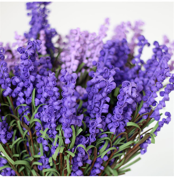 2017 Provence Lavender Festive Party Supplies Simulation flower bouquet home Decorative purple high quality Oil painting flowers wholesale