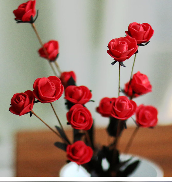 2017 creative Little rose Festive Party Supplies Simulation flower bouquet home Decorative pink high quality Oil painting flowers wholesale