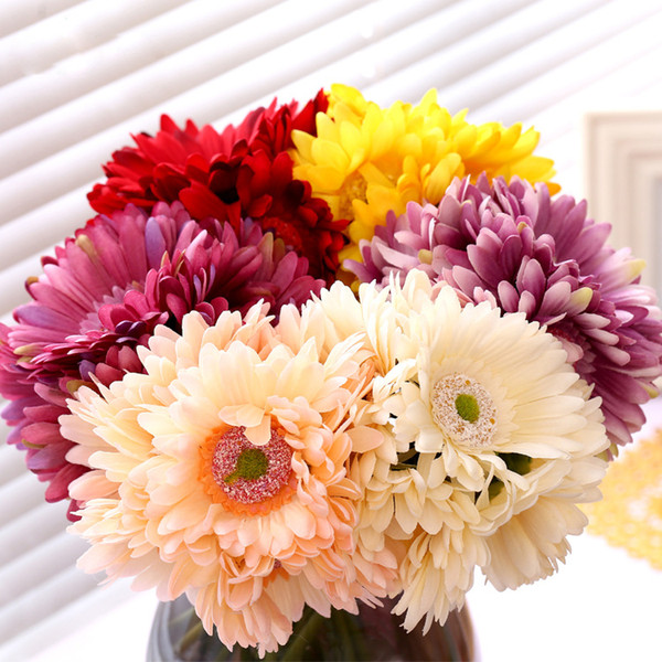 2017 Festive & Party Supplies Gerbera Red Sunflower Simulation flower bouquet Decorative Flowers & Wreaths Yellow purple Simulation flower