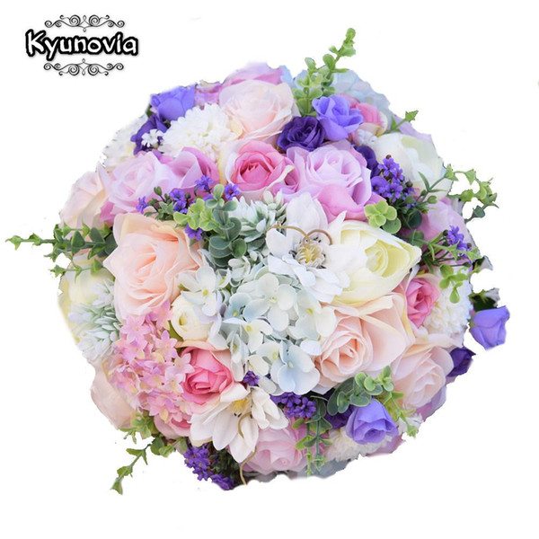 Kyunovia Silk Wedding Flowers Garden Bouquet Home Decor Flowers Bridesmaid Bouquets Roses Hydrangea Bridal Bouquet 3 Sizes