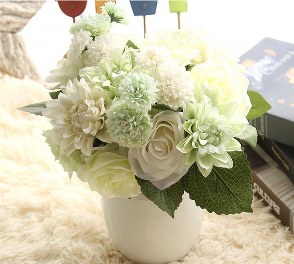 Fake Artificial Silk Flowers Bouquet 30cm length 4 kinds together For home decor Wedding Decorations Christmas Party Silk Flowers