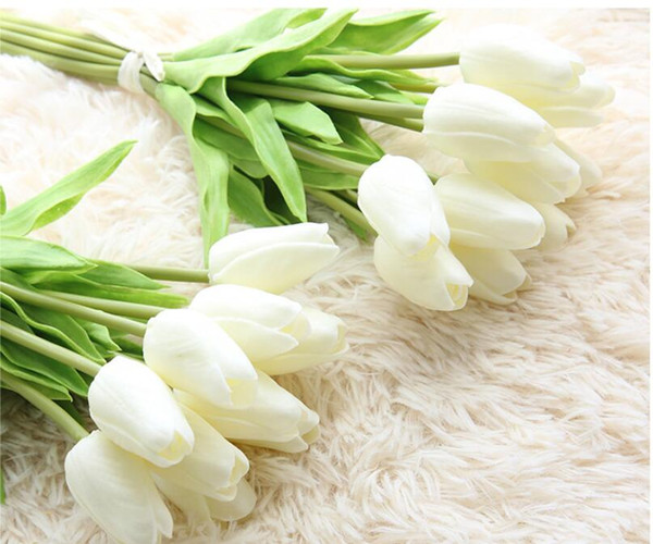 Wholesale Artificial Flowers tulip 32cm length white purple high quality For home decor Wedding Decorations Christmas Party Silk Flowers