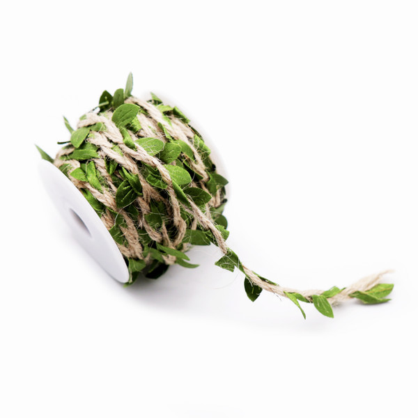 Green Leaves Weaving Hemp Rope DIY Wedding Birthday Wedding Decoration Rattan Gift Bouquet Packaging Rope 5mm 3yard Simulation