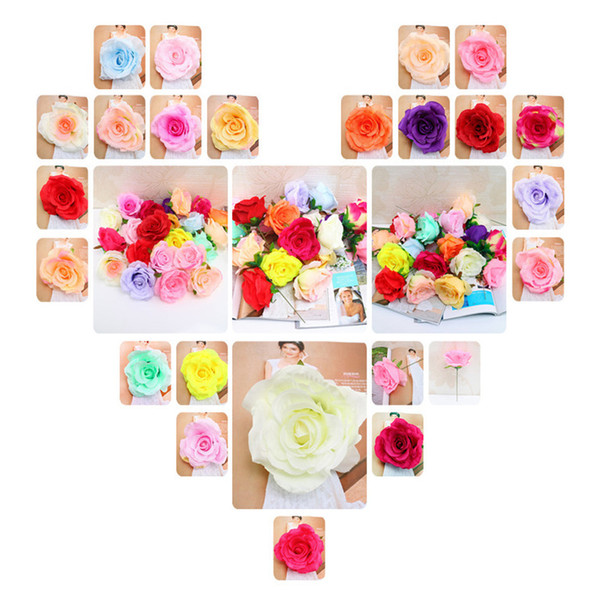 10cm Silk Rose Head DIY Handmade Fake Rose Heads without Stems Lattice Wall Artificial Silk Flower for Wedding Decorations