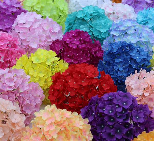 37 Colors Artificial Hydrangea Fake Silk Flowers Single Hydrangeas with 27pcs Small Flowers for Wedding Home Party Decoration 19cm