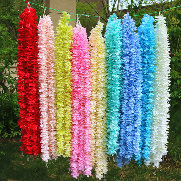 1 Meter Artificial Silk flowers Hydrangea Hanging Flowers Orchid Fake Flower Vine for Home Wedding Party Decoration